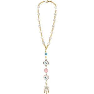 Heart evil eye car mirror hanging charm beaded rearview ornament sun catcher dec